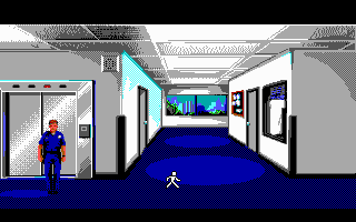Police Quest 3: The Kindred (DOS) screenshot: Beginning at the police station (EGA/Tandy)