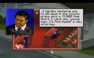 Police Quest: In Pursuit of the Death Angel (DOS) screenshot: The judge speaks. (MCGA/VGA)