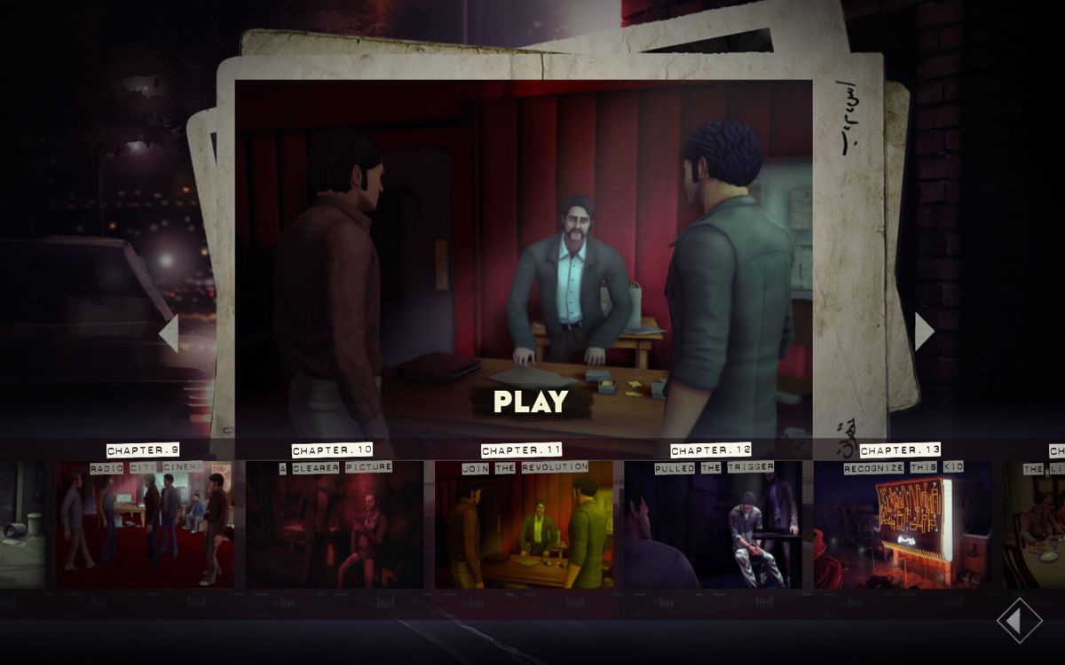 1979 Revolution: Black Friday (Windows) screenshot: Chapter selection screen