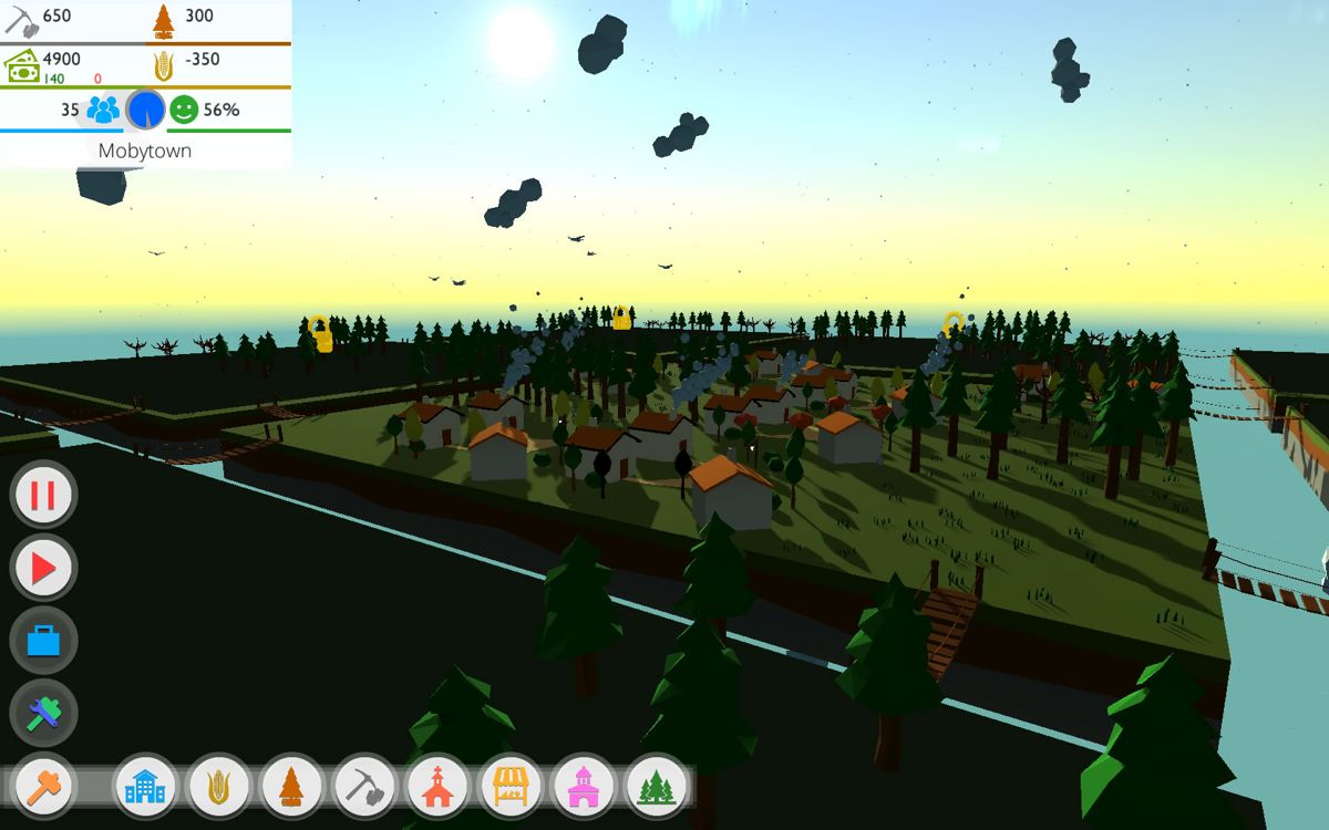 Poly Towns (Windows) screenshot: A different view, early in the morning