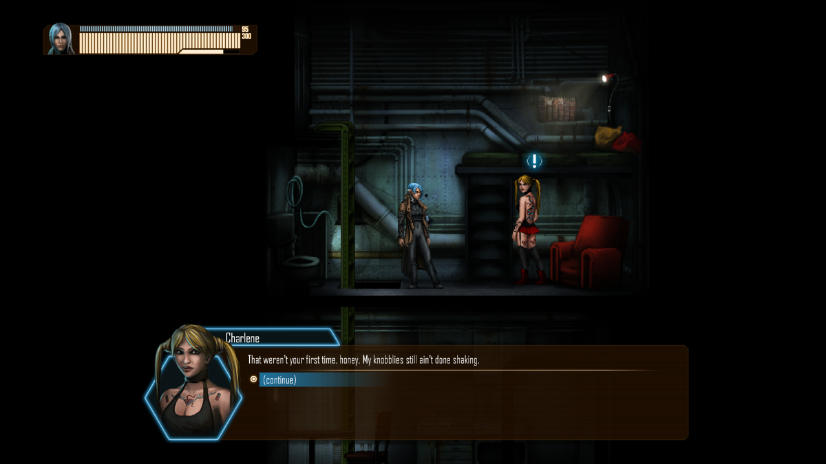 Dex (Windows) screenshot: Talking to a prostitute