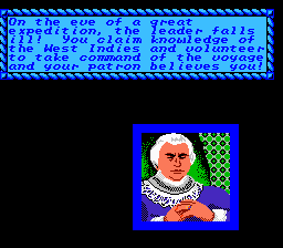 Sid Meier's Pirates! (NES) screenshot: Another intro for another character
