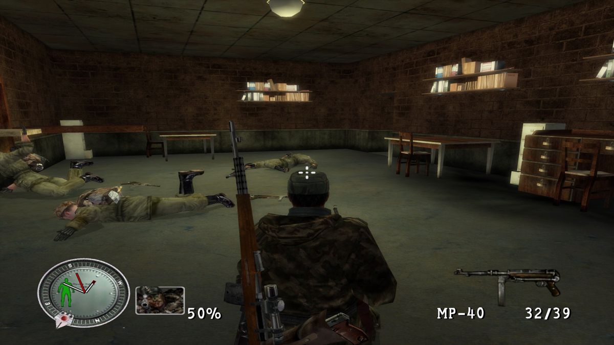 Sniper Elite (Windows) screenshot: Clearing out the room with a grenade