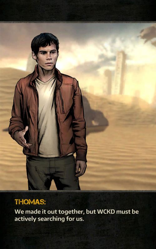 Maze Runner: The Scorch Trials (Android) screenshot: A conversation between Thomas and Winston