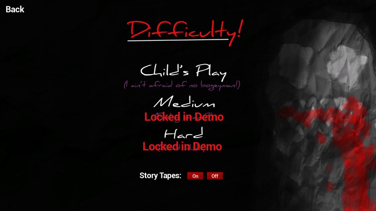 Boogeyman (Windows) screenshot: Choose your difficulty (Demo)