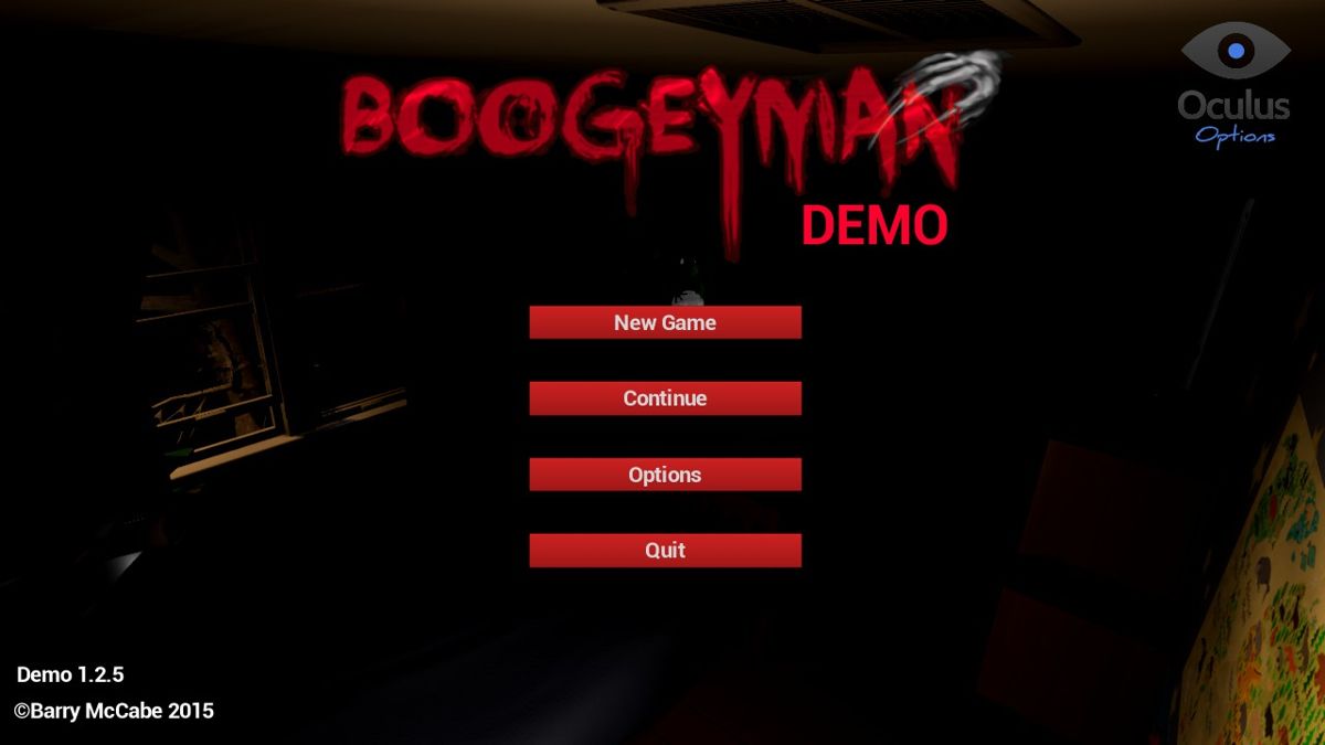 Boogeyman (Windows) screenshot: Title and main menu (Demo)