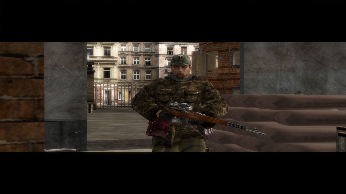 Sniper Elite (Windows) screenshot: End of each level features a scene of our protagonist walking to his next destination