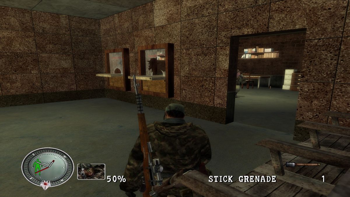 Sniper Elite (Windows) screenshot: German Wehrmacht is holed inside the ticket office