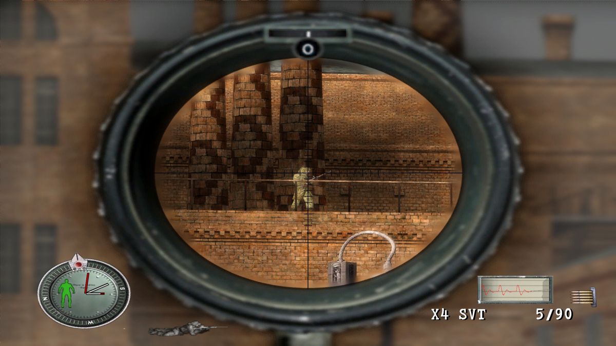 Sniper Elite (Windows) screenshot: Lining up to take a shot