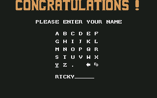 Rick Dangerous (Commodore 64) screenshot: Made it to the Hall of Fame.
