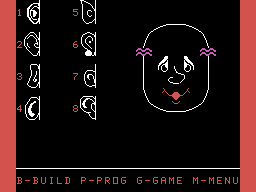 FaceMaker (TI-99/4A) screenshot: You can also choose to have a black background