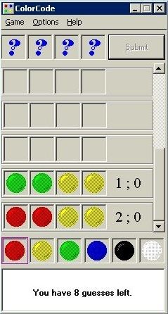 ColorCode (Windows) screenshot: A game in progress