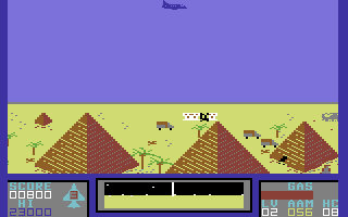 Falcon Patrol II (Commodore 64) screenshot: The landing platform is damaged