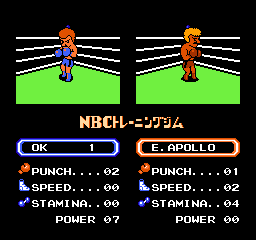 Ring King (NES) screenshot: Preparing yourself before the match.
