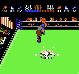 Ring King (NES) screenshot: The game has many different opponents.