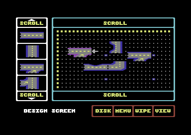 Fast Tracks: The Computer Slot Car Construction Kit (Commodore 64) screenshot: The course designer - the pieces don't fit anymore
