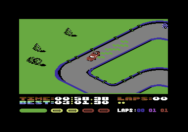 Fast Tracks: The Computer Slot Car Construction Kit (Commodore 64) screenshot: Slip-slidin' away
