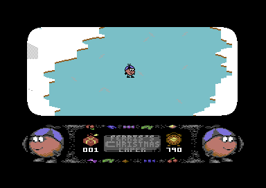 Ferris's Christmas Caper (Commodore 64) screenshot: Walking on water