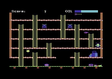 Felix in the Factory (Commodore 64) screenshot: Lost a life