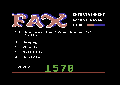 Fax (Commodore 64) screenshot: Who knew that Road Runner had a wife? I didn't