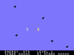 Fathom (TI-99/4A) screenshot: Found a piece of the trident up in the sky