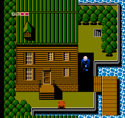 Fester's Quest (NES) screenshot: Buildings Such as this are where Addams Family characters are waiting to give you items