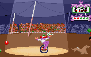 Fiendish Freddy's Big Top O' Fun (DOS) screenshot: Juggling.