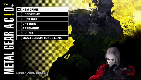 Metal Gear Ac!d² (PSP) screenshot: Main Menu