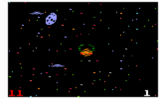Space Battle (Intellivision) screenshot: Shooting saucers...