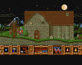 Fire and Brimstone (Amiga) screenshot: A house in the middle of nowhere