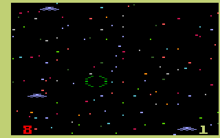 Space Battle (Intellivision) screenshot: Incoming saucers!
