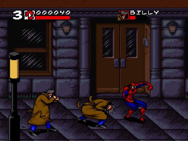 Spider-Man / Venom: Maximum Carnage (SNES) screenshot: That must have hurt
