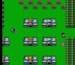 Bikkuriman World: Gekitō Sei Senshi (NES) screenshot: This town doesn't look much different from the one I started in...