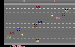 Freeway (Atari 2600) screenshot: A game in progress