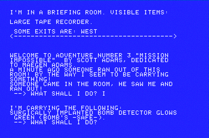 Secret Mission (Apple II) screenshot: The beginning of your mission