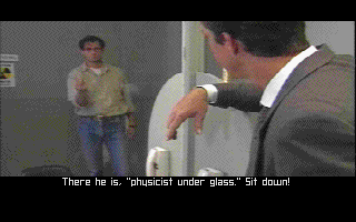 Flash Traffic: City of Angels (DOS) screenshot: Interrogation of a suspect.