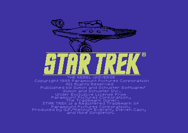 Star Trek: The Rebel Universe (Commodore 64) screenshot: Title screen