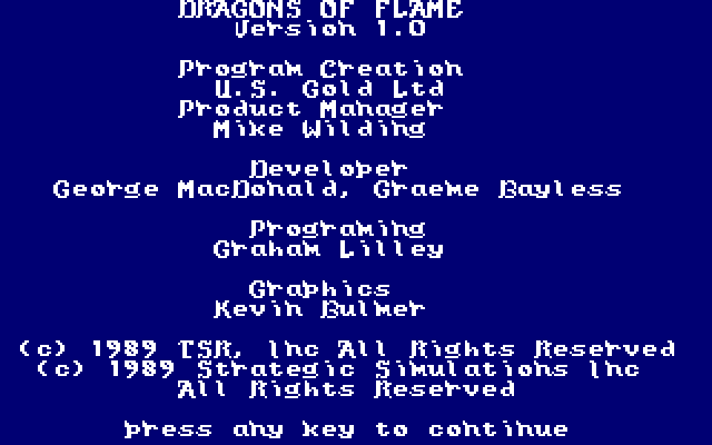 Dragons of Flame (Amiga) screenshot: Title screen