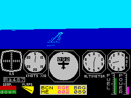 The Flight Simulator (ZX Spectrum) screenshot: Approaching the runway