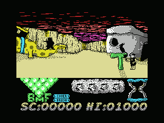 The Flintstones (MSX) screenshot: It's weekend! Let's go bowling!