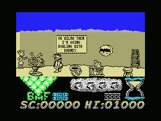 The Flintstones (MSX) screenshot: Ok, when I'm finished I'll go bowling
