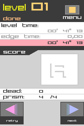 Edge (iPhone) screenshot: When you finish, you're shown your time and rank