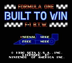 Formula One: Built to Win (NES) screenshot: Title screen