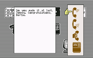 the Fourth Protocol (Commodore 64) screenshot: A welcome phone call