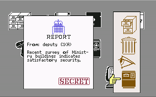 the Fourth Protocol (Commodore 64) screenshot: A top secret report