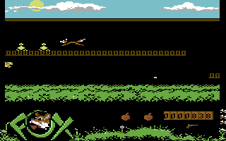 Foxx Fights Back (Commodore 64) screenshot: Picking up some items.