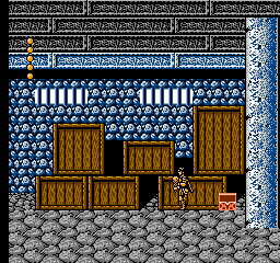 Frankenstein: The Monster Returns (NES) screenshot: Treasure Chests contain powerups