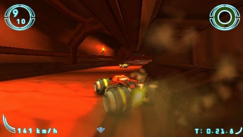 StateShift (PSP) screenshot: Drifting through a corner.