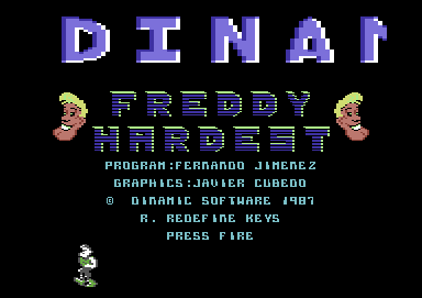 Freddy Hardest (Commodore 64) screenshot: Title screen and credits