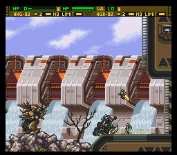 Front Mission: Gun Hazard (SNES) screenshot: Outside of the hydro-electricity dam